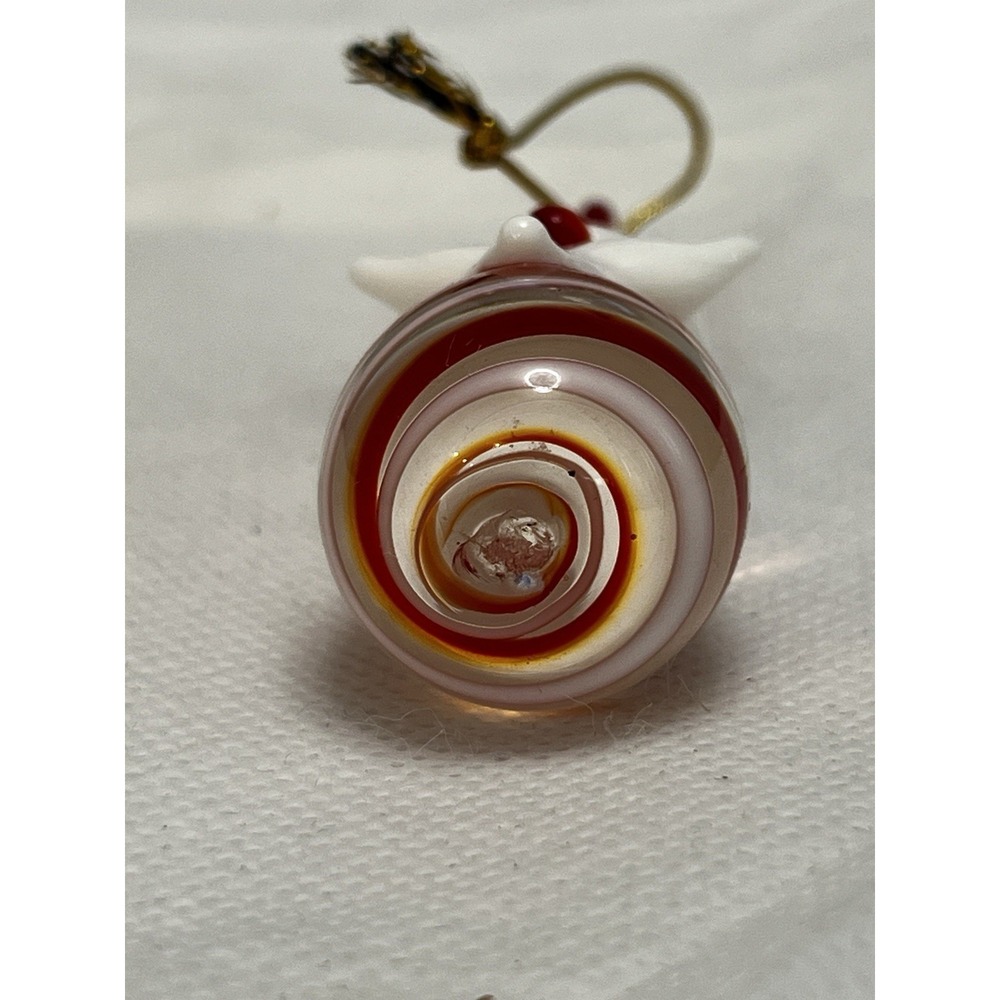 Art Glass Santa Christmas Ornament Red White Swirl Hand Blown Holiday Kitsch Vtg - Picture 5 of 9